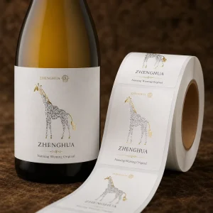 Luxury Velvet Sticker Labels Roll Adhesive Sticker Wine Label Custom Flocking StickerWine Perfume Bottle Gold Foil Embossing