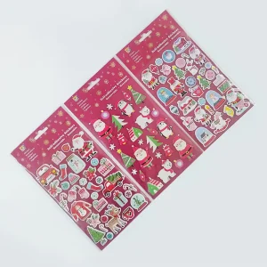 Manufacturer 3D Glitter Self Adhesive Stickers Sheet Custom Kids DIY Decoration Foam Christmas Stickers