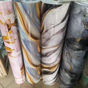 Marble Sheet Stickers 1.2m Width Vinyl Foam Roll Foil Marble Wall Tile Stickers Removable for Home Background Decor