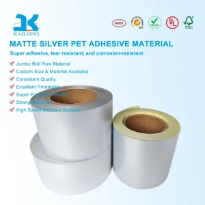 Matte Silver Vinyl/PET Film Self Adhesive Roll 45/50/75 Micron Thickness Waterproof Scratch Resistant Eco Friendly