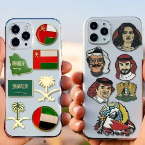 Metal Crafts 2D Cute Characters Metal Phone Stickers 3M Self Adhesive Saudi Kuwait Travel Souvenir Phone Stickers