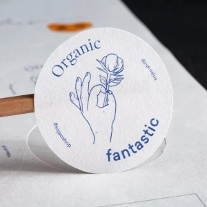 Minimalist White Eco Kraft Paper Stickers Self-Adhesive High-Definition 1-Color Print Embossed Raised Effect Garments