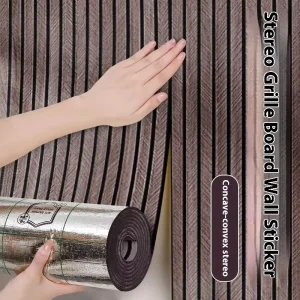 Modern Self Adhesive Wallpaper Three Dimensional Wood Grain Grille Panel Peel Stick Wall Sticker for Home TV Waterproof
