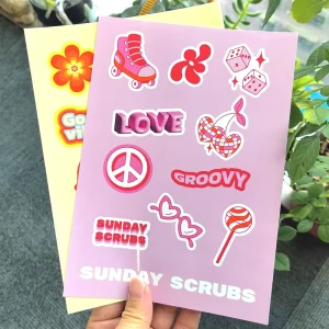 Most Popular Custom Customized Design A4 A5 A6 Sticker Sheet Vinyl Label Cartoon Kiss Cut Sheets Sticker