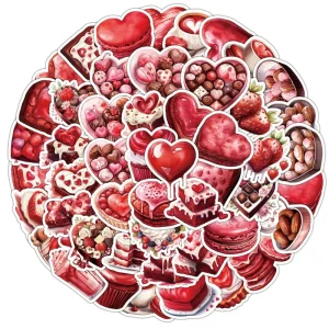 Multi-Design Valentine’s Day Heart Stickers Waterproof Vinyl Decals for Laptop Phone Tablet Cute Scrapbook Journal Stickers