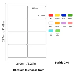 Multi specification Color A4 Encoded Label Copperplate Paper Sticker Adhesive Strong Stickiness Eco Friendly Anti Tear Sticker