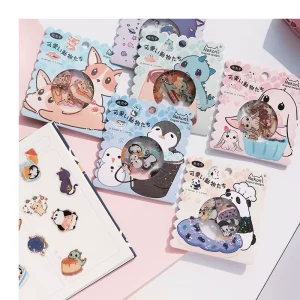 Nekoni Cute Waterproof Cartoon Girly Sticker Flakes for Journal Animal Stationary Stickers Pack