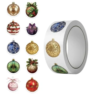 New Christmas Jingle Bells Sealing Roll Stickers 1 Inch Beautiful Christmas Ball Stickers