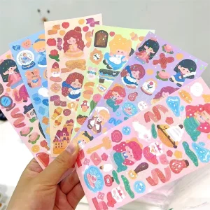 No Moq Customized Decorative Sticker Waterproof Kiss Cut Vinyl Paper Stickers Cute Carton Sticker Sheet