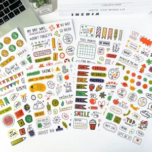 Notebook Planner Stickers Self adhesive Waterproof Stickers Hand drawn Elements Decorative Stickers