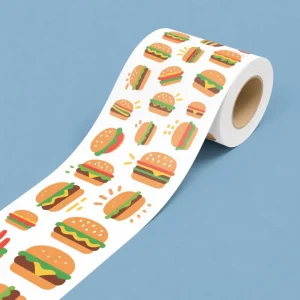 OEM Customizable Waterproof Adhesive Digital Printing Hamburger Pizza Fast Food Takeaway Sealing Sticker Label