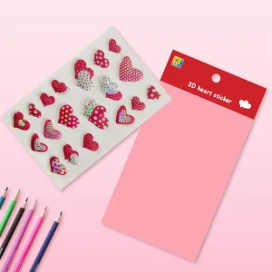OEM Red Heart Hologram Puffy Stickers for Kids Crafts 3D Valentines Day Sticker Sheets for Cards