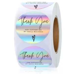 Order Customized Logo Printing Packaging Waterproof Adhesive Sticker Gold Round Roll Thank You Stickers