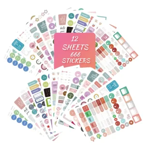 Original Design Kiss Cut Durable Planner Sticker Round Stationery Melody Business Fitness Theme Planning Stickers DIY Gift
