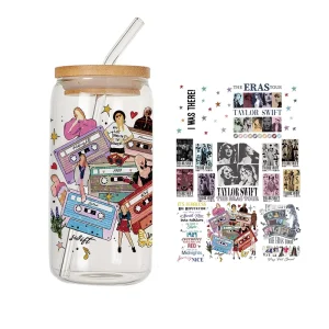 Original Manufacture Glass 16oz UV DTF Cup Wrap Tumbler UV Sticker Customizable Packaging Labels Cold Transfer Decal