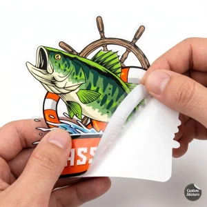 Outdoor Fishing Stickers White Ink Printing Die Cut Logo Labels Waterproof Transparent PVC Decal Custom Clear Vinyl Sticker