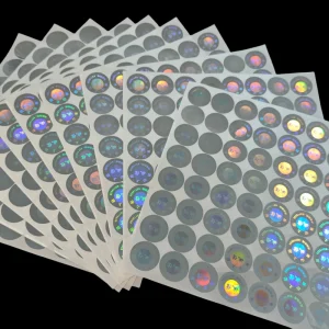 PET Hologram Stickers in Sheet Form 2 cm Circle Anti counterfeiting 40 Microns Thickness Accept Customized Patterns and Size