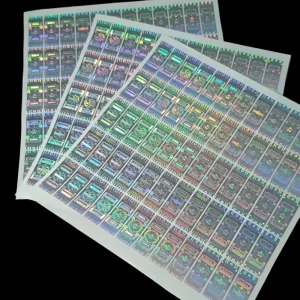 PET Holographic Stickers 12 mm * 30 mm Rectangular Self Adhesive Labels Accept Customized Patterns and Size