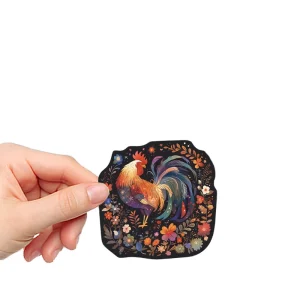 PVC Cartoon Holographic Laser Midnight Forest Animals Waterproof Promotional Use Die-Cut Printed Sticker Custom