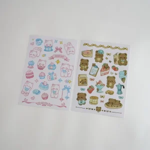 PVC Custom Cute Cat Bear Stickers Waterproof Decorative Decals for Scrapbooking Journal Planner DIY Craft Projects