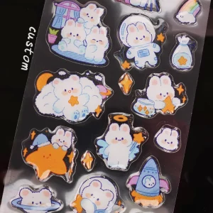 PVC Waterproof Glossy Stickers with Custom Company Logo Die Cut Funny Cartoon Design 3D Epoxy Dome for Gift Promotion