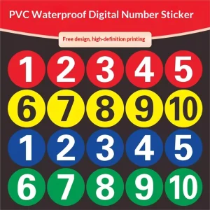 PVC Waterproof Self-Adhesive Round Digital Number Stickers Color Printed Restaurant Table Competition Serial Number Labels