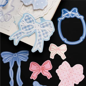 Pack of 40 White Kraft Paper Stickers Bow Paradise Series Vintage Journaling Stickers