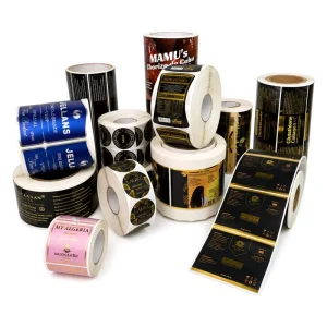 Packaging Bottle Roll Labels for Cosmetic Food Bottle Waterproof Self Adhesive Sticker Roll Custom Packaging Labels