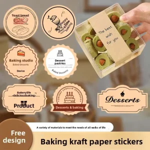Packing Labels Baking Kraft Paper Adhesive Sticker Custom Local Specialty Food Snack Packaging Logo Classification Label China