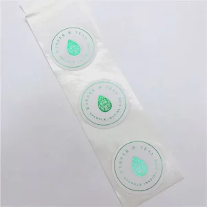 Paper Stickers Custom Logo Green Hot Stamping Self Adhesive Round Paper Stickers for Packaging Label