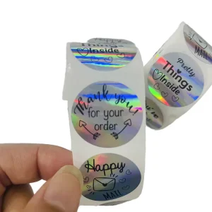 Personalized Cartoon Adhesive Vinyl Transparent Stickers for Waterproof Cups Cosmetic Exhibition Use Holographic Sticker