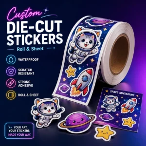 Personalized Cartoon Stickers Custom Logo Die Cut Vinyl Decals Waterproof Irregular Shape Stickers for Kids Stationery Gift