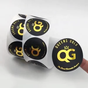 Personalized Custom Adhesive Waterproof Vinyl Sticker Roll Gold Foil Food Product Label Printing Round Logo Stickers