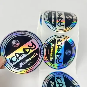 Personalized Custom Printing Rainbow Color Hologram Sticker Self Adhesive Roll Shiny Holographic Label Stickers with Logo