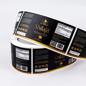 Personalized Custom Roll Waterproof Vinyl Adhesive Product Label Gold Foil Printing Round Logo Stickers