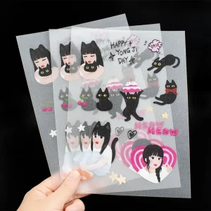 Personalized Custom Sand Glitter Decorative Stickers Manufacturer Transparent Frosted Glitter Sticker Sheets