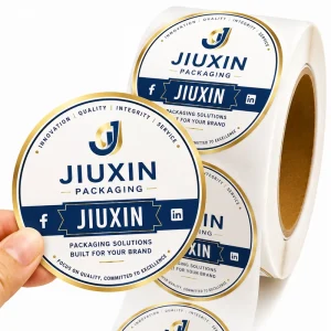 Personalized Custom Stickers Round Waterproof Vinyl Self Adhesive Labels Brand Logo Die Cut Stickers Gold Foil Packaging Printing