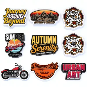 Personalized Printing Adhesive Raised Spot UV Logo Sticker Labels Waterproof Vinyl PVC Letter Custom Die Cut Stickers