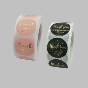 Personalized Private Custom Round Thank You Stickers Vinyl Adhesive Waterproof Stickers Labels Printed Logo Stickers Rolls