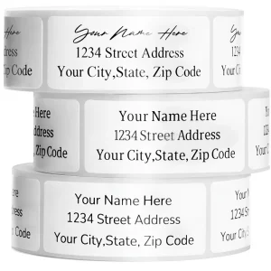Personalized Return Address Labels 2.5″ X 0.75″ Custom Mailing Labels 250 Pieces Self Adhesive Stickers Printable Roll White