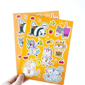 Personalized Stickers Custom Printing Adhesives Vinyl Logo Glitter Kiss Cut Stickers Die Cut Stickers Sheet