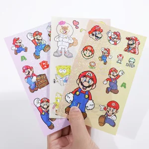 Personalized Vinyl Cartoon Stickers Sheet Custom Printing Hologram Rainbow Glitter Kiss Cut Sticker Sheet