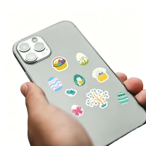 Phone Decoration Sticker Waterproof Vinyl Die Cut Easter Logo Label Kids Custom Size Film Laminated