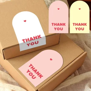 Pink Thank You Stickers Custom Oval Sealing Sticker Sheet Airplane Boxes Packaging Seal Adhesive Labels for Business Use
