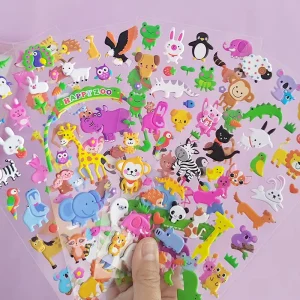 Popular Cartoon Animal Education Classic Toy 3D Puffy Sticker Sheets for Kids