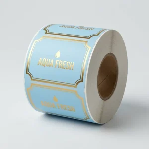 Premium Custom Gold Foil Water Bottle Labels “AQUA FRESH” Luxury Beverage Stickers for Glass Bottle Mineral Water Packaging