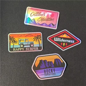 Premium Quality PVC PP Custom Waterproof Vinyl Laser Holographic Decal Die Cut Stickers for Laptop Crafts Branding