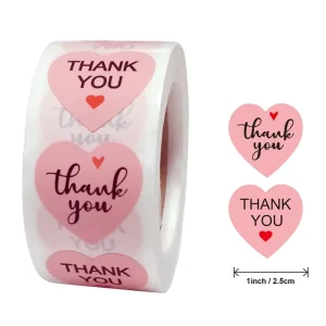 Premium Quality Round Stickers with Thank You Message Waterproof Adhesive Labels for Food Packaging Candy Bags Gift Wrapping