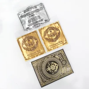 Premium Texture Embossed Aluminum Metal Wine Tags Labels Decorative Metallic Custom Brand Logo Stickers