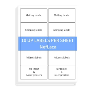 Printable 8.5×11″ A4 Size 10 Half Sheet Grocery Supermarket FBA Shipping Labels 2″ X 4″ Acrylic Adhesive Sticker Laser Inkjet